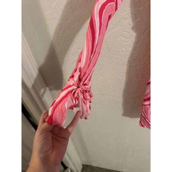 Zara Retro Cutout Linen Psychedelic 70’s Swirl Mini Dress - Picture 3 of 13